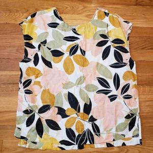 Rachel Zoe Medium 100% Linen Floral Tank Top